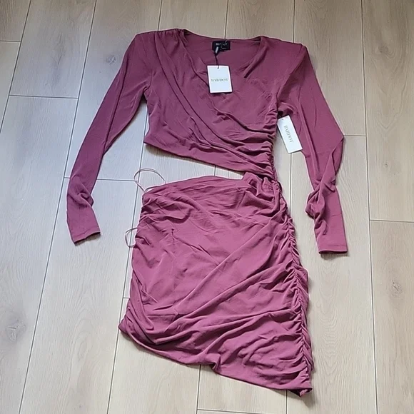 NWT Bardot Rosa Ruched Mini Dress M - Picture 2 of 8